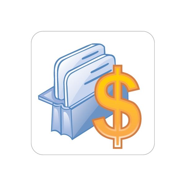 Vinyl wall decal sticker with blue briefcase and orange dollar sign icon