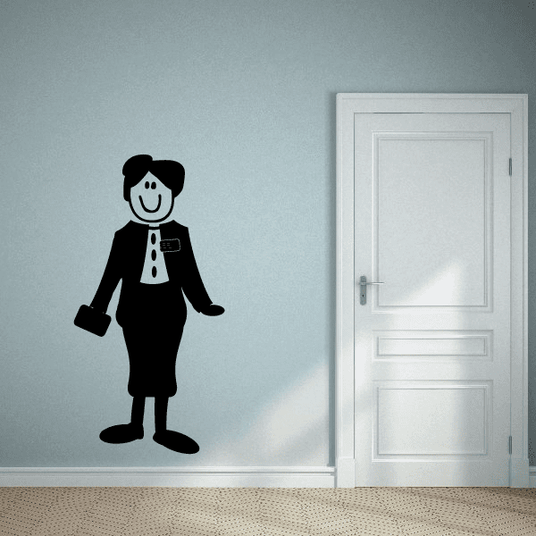 Vinyl wall decal of a black business lady silhouette in formal suit