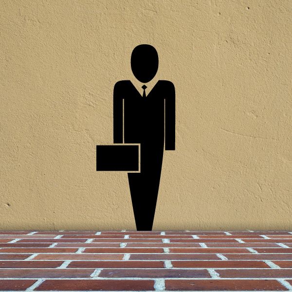 Image of Business Man with Briefcase Business Icon Wall Decal - Vinyl Decal - Car Decal - Id008