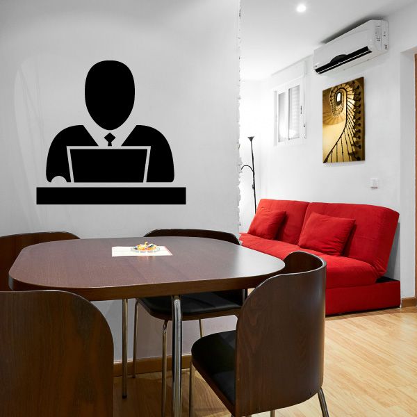 Image of Business Man with Laptop Business Icon Wall Decal - Vinyl Decal - Car Decal - Id006