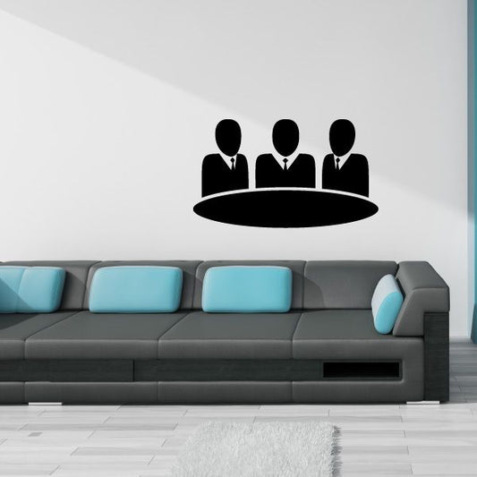 Image of Business Men Sitting at a Table Business Icon Wall Decal - Vinyl Decal - Car Decal - Id010