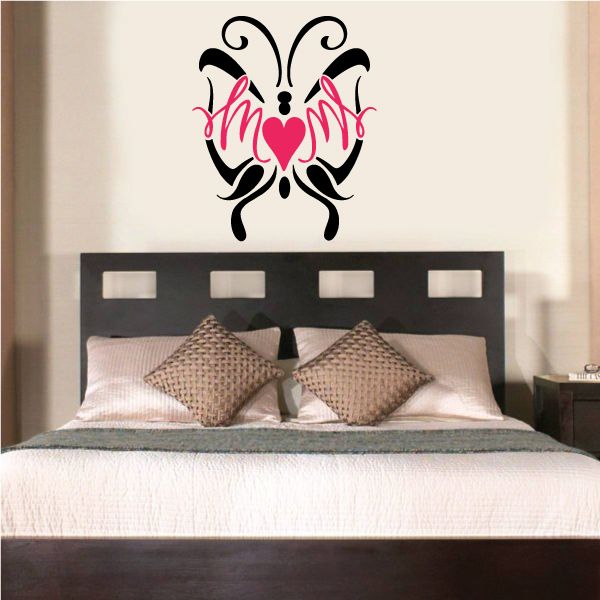 Image of Butterfly Mom Heart Printed Die Cut Decal