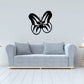 Black butterfly wall decal with detailed wings, vinyl sticker for decorating walls