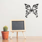 Black ornate butterfly vinyl wall decal with detailed wings