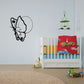 Black butterfly wall decal with large wings and curved antennae