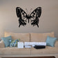 Black butterfly wall decal with detailed wings, vinyl style