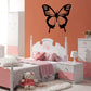 Butterfly wall decal vinyl sticker, black butterfly with detailed wings