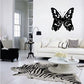 Butterfly wall decal, black vinyl butterfly with detailed wings