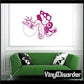 Purple butterfly wall decal with decorative line art, vinyl sticker