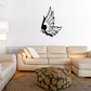 Butterfly wall decal, black vinyl silhouette with spread wings and body details