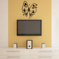 Butterfly wall decal with black and yellow wings and dotted trail, vinyl sticker design
