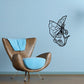 Butterfly wall decal with blue wings and dark outline, vinyl style