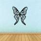 Black butterfly vinyl wall decal with detailed wing pattern, single butterfly