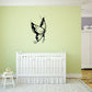 Butterfly vinyl wall decal, black outlined butterfly with dotted wings and antennae