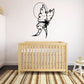 Butterfly wall decal in black and white vinyl, curled wing design