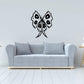 Black butterfly wall vinyl decal with detailed wings, centered design