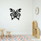 Black butterfly wall vinyl decal with ornate symmetrical wings design