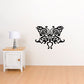 Butterfly wall decal, black vinyl with ornate symmetrical scrollwork