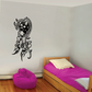 Butterfly wall decal with ornate floral design, black vinyl sticker