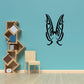 Black stylized butterfly vinyl wall decal with detailed wing patterns