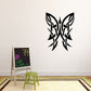 Black butterfly wall decal with tribal pattern, vinyl sticker
