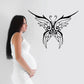 Ornamental butterfly wall decal with black wings and swirling scrollwork, vinyl sticker