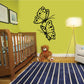Butterfly wall vinyl decals: two yellow and black butterflies with dotted wing patterns.
