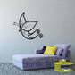 Butterfly wall decal with stylized wings and curled tail, black outline