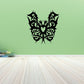 Butterfly wall decal, black vinyl ornamental butterfly with decorative filigree