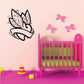 Butterfly wall decal, black vinyl butterfly sticker with pink details