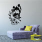 Butterfly wall decal with black butterfly and white flowers