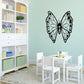 Butterfly wall decal with outlined wings and central body