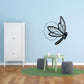 Butterfly vinyl wall decal with circular outline and detailed wings