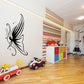 Black butterfly vinyl wall decal with swirling antennae and detailed wings