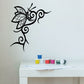 Butterfly wall decal, black ornamental vinyl with swirl and wing details