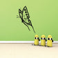 Butterfly vinyl wall decal with black outline and green wings