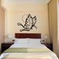 Butterfly wall decal with two patterned butterflies in black and light beige tones