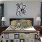 Butterfly wall decal vinyl with black line-art butterfly and flowers
