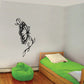 Black butterfly wall decal with detailed wings and vine-like leaves