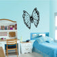 Butterfly vinyl wall decal with black outline and light blue spot details