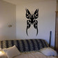 Butterfly wall decal, black vinyl style with symmetrical ornamental wings and antennae