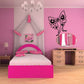 Butterfly vinyl wall decal, outlined pink butterfly with dotted wings and beak detail