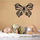 Black butterfly wall decal with detailed wings, vinyl sticker style