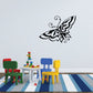 Butterfly wall vinyl decal, black winged butterfly with decorative swirls.