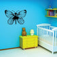 Black butterfly wall decal vinyl sticker with detailed wings on a wall