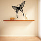 Black butterfly vinyl wall decal with long antennae and detailed wings