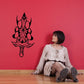 Butterfly wall decal vinyl, black butterfly with ornate floral scroll and candle-like center