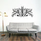 Floral butterfly vinyl wall decal in black and white, ornamental flower design