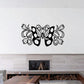 Butterfly wall decal, black ornate vinyl design with layered leaves