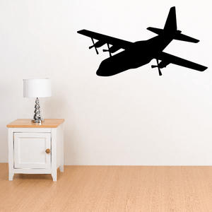 C-130 Hercules airplane decal: black silhouette with propellers and wings